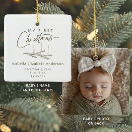 Earth Tones誕生統計Photo My初めてのクリスマス セラミックオーナメント