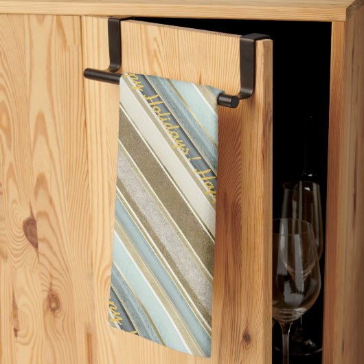 Earth Tones金ゴールドクリスマスパターン#28 ID1009 キッチンタオル (三つ折り)