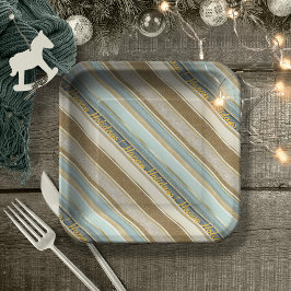 Earth Tones金ゴールドクリスマスパターン#28 ID1009 ペーパープレート