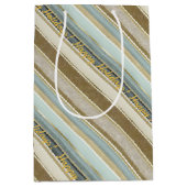 Earth Tones金ゴールドクリスマスパターン#28 ID1009 ミディアムペーパーバッグ (正面)