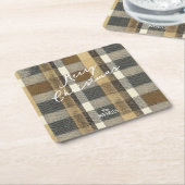 Earth Tones金ゴールドクリスマスパターン#7 ID1009 スクエアペーパーコースター (アングル)