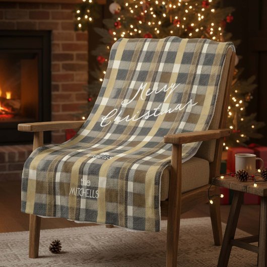 Earth Tones金ゴールドクリスマスパターン#7 ID1009 フリースブランケット