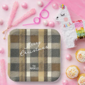 Earth Tones金ゴールドクリスマスパターン#7 ID1009 ペーパープレート (パーティー)