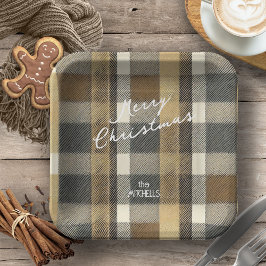 Earth Tones金ゴールドクリスマスパターン#7 ID1009 ペーパープレート