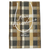 Earth Tones金ゴールドクリスマスパターン#7 ID1009 ミディアムペーパーバッグ (正面)