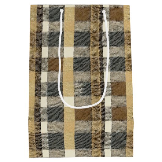 Earth Tones金ゴールドクリスマスパターン#7 ID1009 ミディアムペーパーバッグ (裏面)