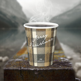 Earth Tones金ゴールドクリスマスパターン#7 ID1009 紙コップ