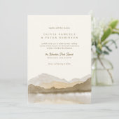 Earth Tones Boho Water Color Mountain Photo 結婚's 招待状 (スタンド正面)
