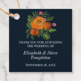 Earth Tones Burnt Orange Navy Floral Wedding フェイバータグ