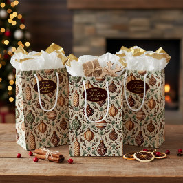 Earth Tones Christmas Pattern#12 ID1009 ミディアムペーパーバッグ
