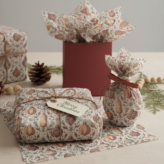 Earth Tones Christmas Pattern#12 ID1009 薄葉紙
