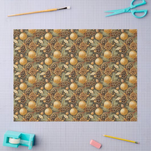 Earth Tones Christmas Pattern#29 ID1009 薄葉紙 (クラフト)