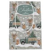 Earth Tones Christmas Pattern#2 ID1009 ミディアムペーパーバッグ (正面)