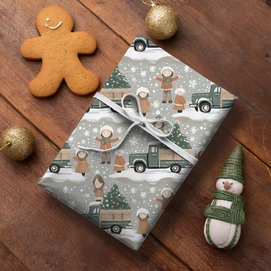 Earth Tones Christmas Pattern#2 ID1009 ラッピングペーパー