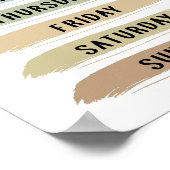 Earth Tones Days of the Week Chart ポスター (角)