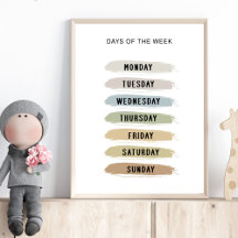 Earth Tones Days of the Week Chart
