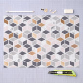 Earth tones geometric cubesパターン 薄葉紙 (クラフト)