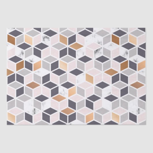 Earth tones geometric cubesパターン 薄葉紙 (正面)