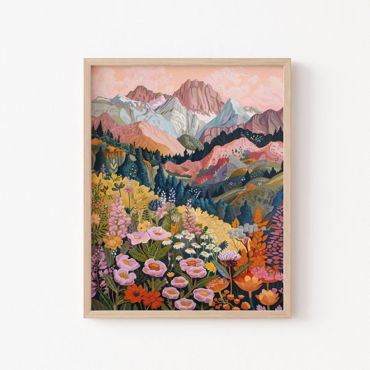Earth Tones Mountain Wildflower絵を描's 16 x 20" ポスター