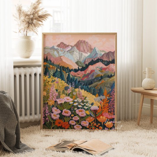 Earth Tones Mountain Wildflower絵を描's 24x36'' ポスター