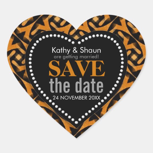 Earth Tribe Tribal Save the Date Loveハート ハートシール (正面)