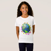 Earth with Flowers - Earth Day Tシャツ (正面フル)