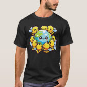 Earth World Globe Bee Kawaii Bees Tシャツ (正面)
