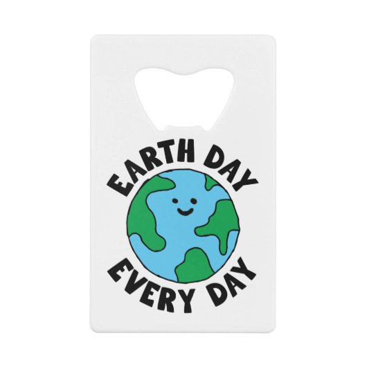 EarthDay Everyday EcoffriendlyアイコンHappy Earth Cli クレジットカード栓抜き (正面)