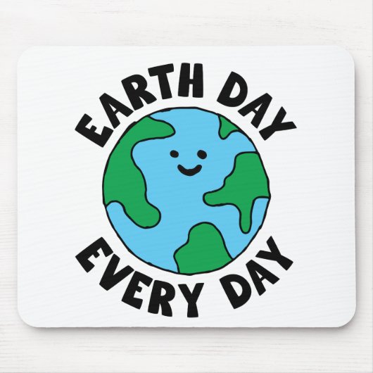 EarthDay Everyday EcoffriendlyアイコンHappy Earth Cli マウスパッド (正面)