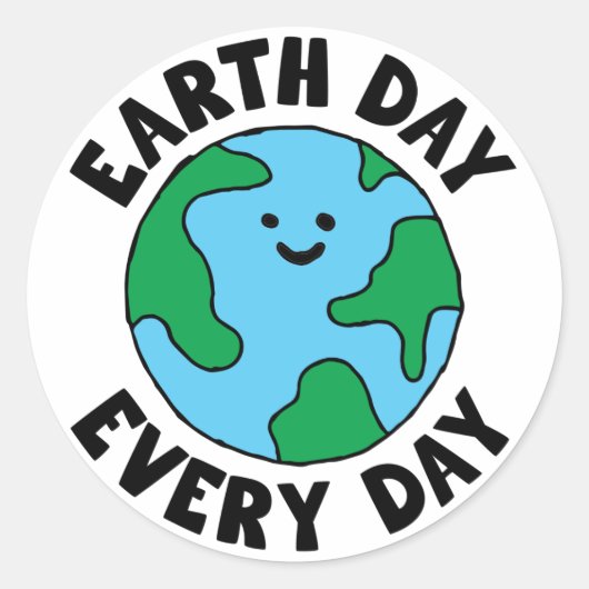 EarthDay Everyday EcoffriendlyアイコンHappy Earth Cli ラウンドシール (正面)