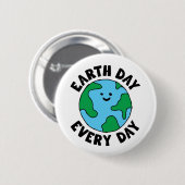 EarthDay Everyday EcoffriendlyアイコンHappy Earth Cli 缶バッジ (正面&裏面)