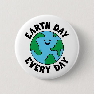 EarthDay Everyday EcoffriendlyアイコンHappy Earth Cli 缶バッジ