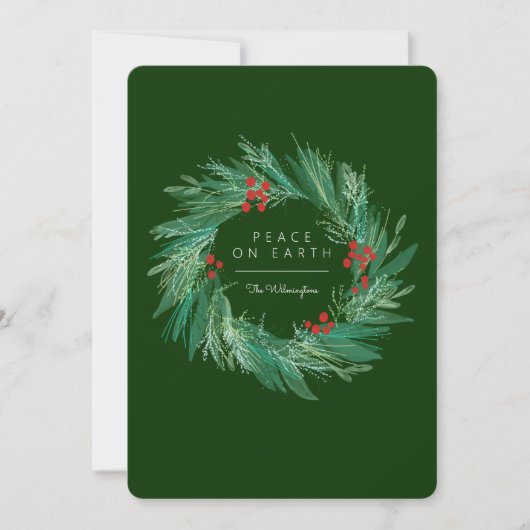 Earthly Peace Wreath Christmas Holiday Flat Card シーズンカード (正面)