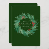 Earthly Peace Wreath Christmas Holiday Flat Card シーズンカード (正面/裏面)