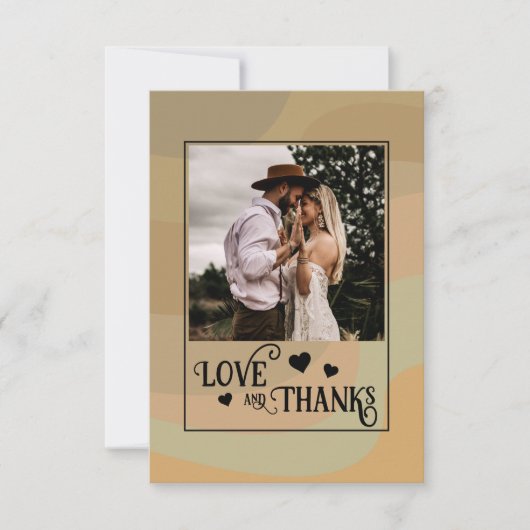 Earthoneレトロスワーズ愛感謝していとの結婚写真 サンキューカード (正面)