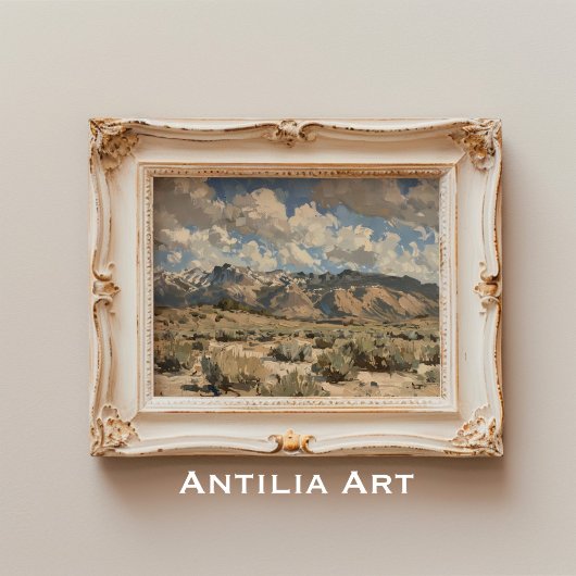 Earthone Landscape 絵画'素朴 Mountain Art ポスター