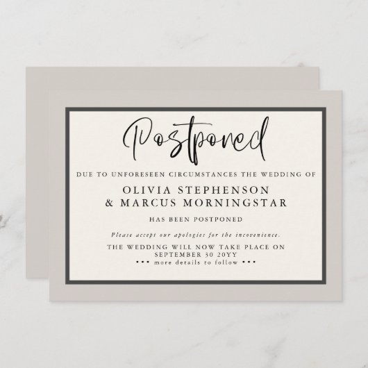 Earthones – 延期されたモダンイベントの発表 招待状 (正面/裏面)