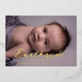 Earthsideスクエレガントリプトベビーの発表 箔招待状 (正面)