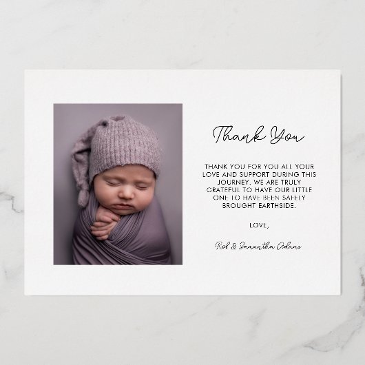 Earthsideスクエレガントリプトベビーの発表 箔招待状 (裏面)