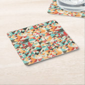 Earthtoneの幾何学的なパターン スクエアペーパーコースター (アングル)