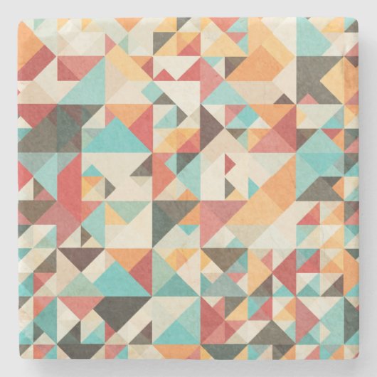 Earthtoneの幾何学的なパターン ストーンコースター (正面)