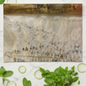 Earthtoneの水彩画-ブラウンの暖かい地球はシダにある調子を与えます キッチンタオル (折り畳み)