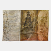 Earthtoneの水彩画-ブラウンの暖かい地球はシダにある調子を与えます キッチンタオル (横)