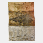 Earthtoneの水彩画-ブラウンの暖かい地球はシダにある調子を与えます キッチンタオル (縦)