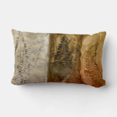 Earthtoneの水彩画-ブラウンの暖かい地球はシダにある調子を与えます ランバークッション (裏面)