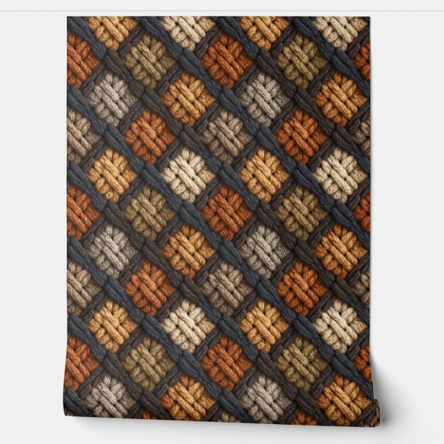 Earthtone Crochet Diamond Pattern 壁紙 (ほどく)