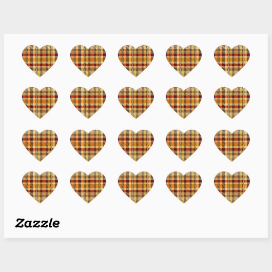 Earthtone Plaid Heart Stickers ハートシール (シート)