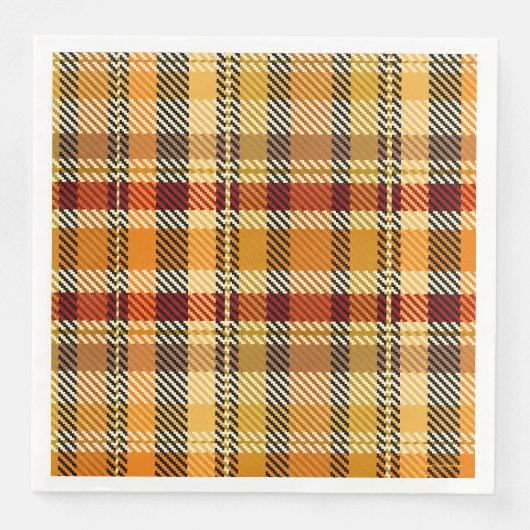 Earthtone Plaid Paper Party Napkins (正面)
