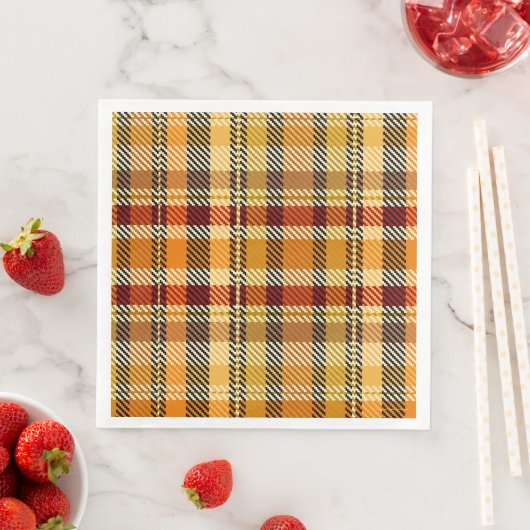 Earthtone Plaid Paper Party Napkins (インサイチュ)