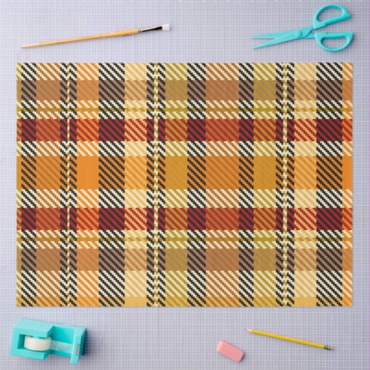 Earthtone Plaid Tissue Paper 薄葉紙 (クラフト)